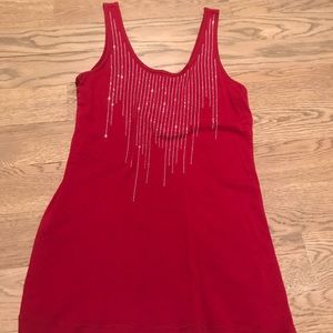 Express Red Tank Top with Silver Accents